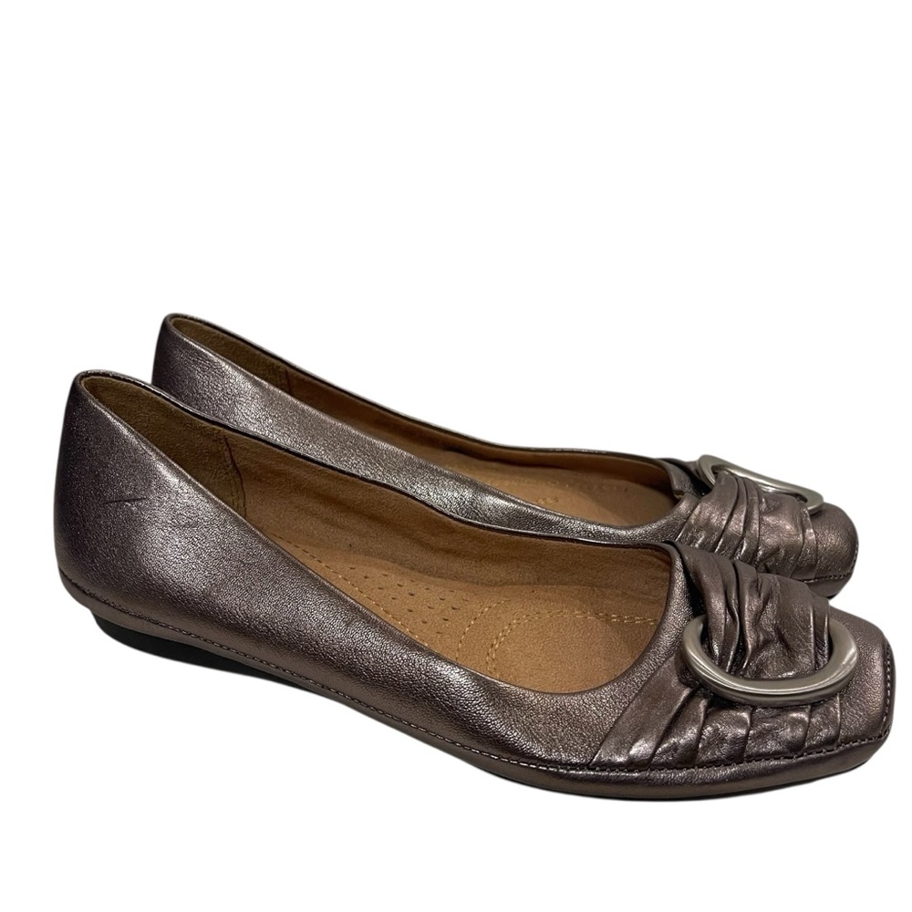 Women’s NATURALIZER Violette Leather Elegant Metallic Flats Shoes Bronze - Picture 2 of 9